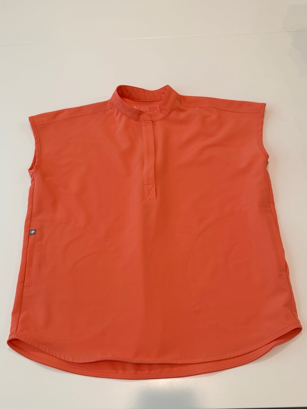 FIGS Rafaela Sleeveless Scrub Top XS Hot Coral Mock Neck LIKE NEW